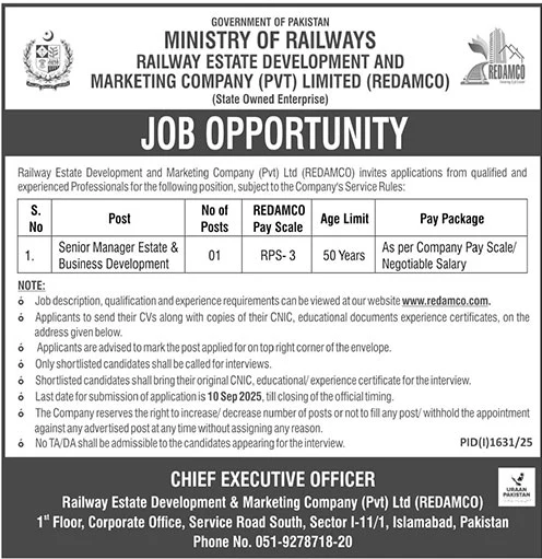 Jobs in Ministry of Railways Islamabad